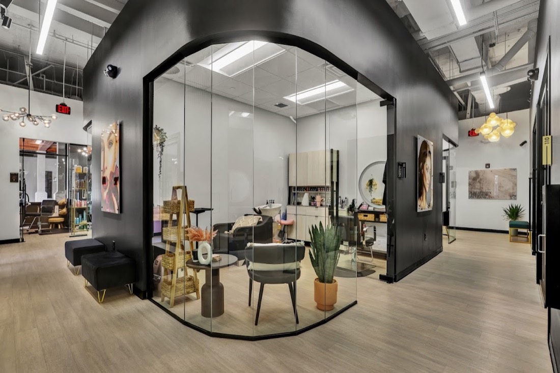 Black-framed radius glass studio suite