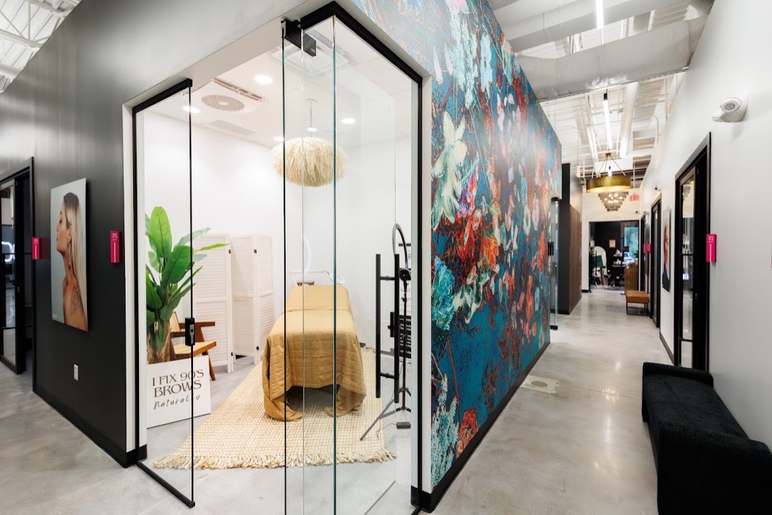 Glass suites with feature mural wall at IMAGE Studios