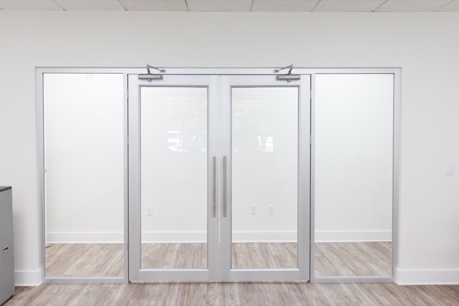 Commercial glass double doors with sidelites — Petticoat-Schmitt